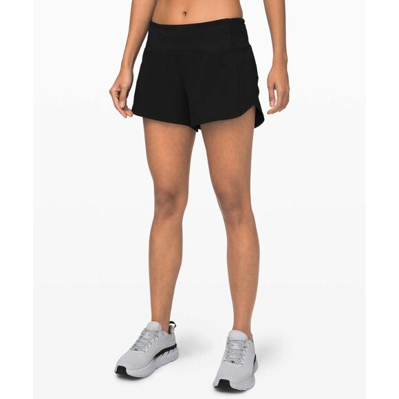 Lululemon Speed Up Mid-Rise Short 4" Lined Black - 4 - Picture 1 of 7